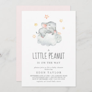 Invitation Eléphant Dormir Petite fille Baby shower de cacahu