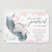 Invitation Eléphant doux petit arachide mignonne fille baby s (Devant)