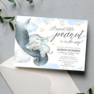 Invitation Eléphant doux petit cacahuète mignon garçon baby s