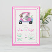 Invitation Éléphant et singe de golf pour la douche de bébé f (Debout devant)