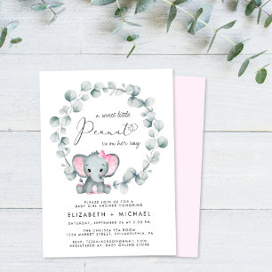 Invitation Eléphant Eucalyptus Baby Girl Couples Douche