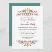 Invitation Eléphant Fleur Indien Jade Mariage vert (Devant / Derrière)