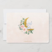 Invitation Eléphant floral blanc chic 1er anniversaire Lune P (Dos)