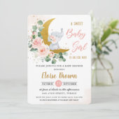 Invitation Eléphant Floral Blush Sweet Baby Girl Douche (Debout devant)