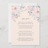 Invitation Eléphant Floral Rose Baby shower fille (Dos)