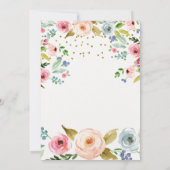 Invitation Eléphant Floral Rustic Girl 1er Anniversaire Blush (Dos)