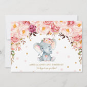 Invitation Eléphant flou 2e anniversaire Gold Photo (Dos)