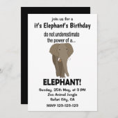Invitation Elephant Funny mignon Elephant Anniversaire (Devant / Derrière)