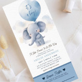 Invitation Eléphant garçon Baby shower tombole de couche