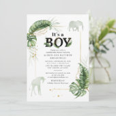 Invitation Elephant Giraffe Couples Baby shower Jungle Safari (Debout devant)