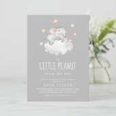 Invitation Eléphant Girl | Baby shower gris de petits arachid (Debout devant)