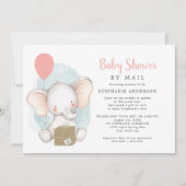 Invitation Eléphant Girl Baby shower par la poste (Devant)