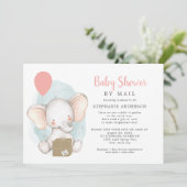 Invitation Eléphant Girl Baby shower par la poste (Debout devant)
