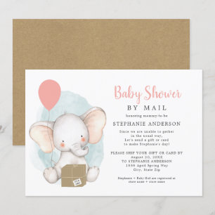 Invitation Eléphant Girl Baby shower par la poste