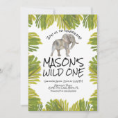 Invitation Elephant Greenery First Birthday (Devant)