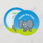 Invitation Eléphant gris (Devant / Derrière)