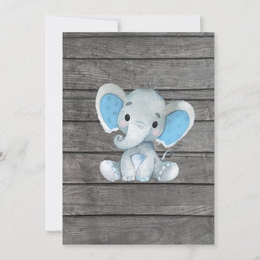 Invitation éléphant gris bleu modifiable (Dos)