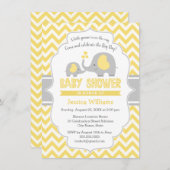 Invitation Eléphant gris jaune mignon Baby shower neutre (Devant / Derrière)