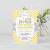 Invitation Eléphant gris jaune mignon Baby shower neutre (Debout devant)