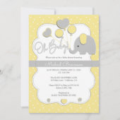 Invitation Eléphant gris jaune Oh Baby shower (Devant)