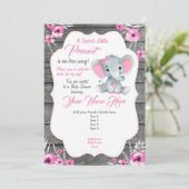 Invitation Éléphant Gris Rose Modifiable (Debout devant)