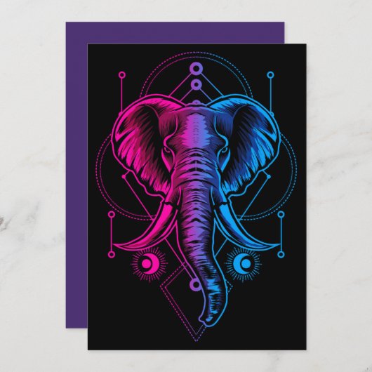 Invitation Elephant Head With Sacred Geometry (Devant / Derrière)