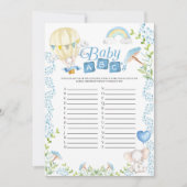 Invitation Elephant Hot Air Balloon Baby shower ABC's Game (Devant)