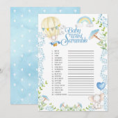 Invitation Elephant Hot Air Balloon Baby Word Scramble Jeu (Devant / Derrière)