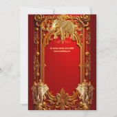 Invitation Eléphant indien Bourgogne d'or douche royale (Dos)
