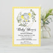 Invitation Eléphant jaune Baby shower moderne (Debout devant)