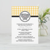 Invitation Eléphant Jaune & Blanc Baby shower Houndstooth (Debout devant)