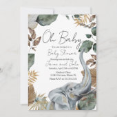 Invitation Elephant Jungle Wild Details Baby Shower (Devant)
