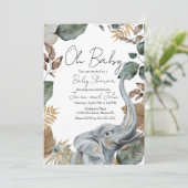 Invitation Elephant Jungle Wild Details Baby Shower (Debout devant)