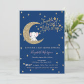 Invitation Elephant, Lune, Star Twinkle Petit Baby shower (Debout devant)