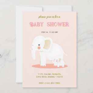Invitation Elephant maman et bébé mignonne douche