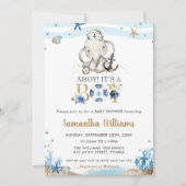 Invitation Eléphant marin mignon Ahoy C'est un Baby shower ga (Devant)