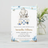 Invitation Eléphant marin mignon Ahoy C'est un Baby shower ga (Debout devant)