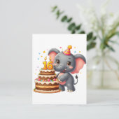 Invitation Éléphant mignon 16e anniversaire (Debout devant)