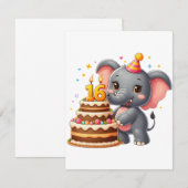 Invitation Éléphant mignon 16e anniversaire (Devant / Derrière)