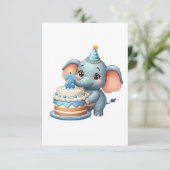 Invitation Éléphant Mignon 2ème Anniversaire (Debout devant)