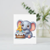 Invitation Éléphant Mignon 4ème Anniversaire (Debout devant)