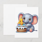 Invitation Éléphant Mignon 4ème Anniversaire (Devant / Derrière)