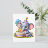 Invitation Éléphant Mignon 6ème Anniversaire (Debout devant)