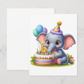 Invitation Éléphant Mignon 6ème Anniversaire (Devant / Derrière)