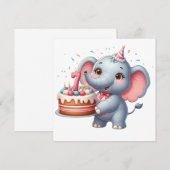Invitation Éléphant Mignon 7ème Anniversaire (Devant / Derrière)