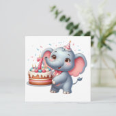 Invitation Éléphant Mignon 7ème Anniversaire (Debout devant)