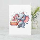 Invitation Éléphant Mignon 7ème Anniversaire (Debout devant)