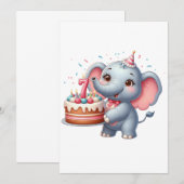 Invitation Éléphant Mignon 7ème Anniversaire (Devant / Derrière)