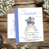 Invitation Eléphant mignon avec Baby shower Rainbow coloré