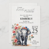 Invitation Éléphant Mignon Avec Chapeau (Devant / Derrière)